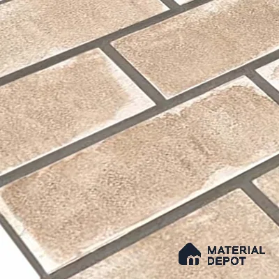 Brick Wall Tile TL 06594 B Brick Line Ivory 2 ft x 1 ft Ceramic Matte Finish - 9 mm | Suitable for Balcony, Foyer,  Elevation, Courtyard