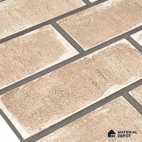 Brick Wall Tile TL 06594 B Brick Line Ivory 2 ft x 1 ft Ceramic Matte Finish - 9 mm | Suitable for Balcony, Foyer,  Elevation, Courtyard