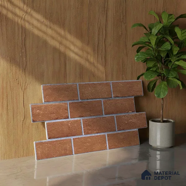 Brick Wall Tile TL 06594 C Brick Line Canyon 2 ft x 1 ft Ceramic Matte Finish - 9 mm | Suitable for Balcony, Foyer,  Elevation, Courtyard