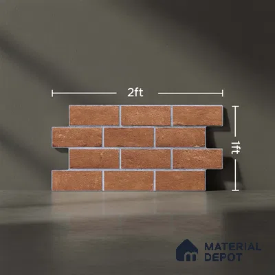 Brick Wall Tile TL 06594 C Brick Line Canyon 2 ft x 1 ft Ceramic Matte Finish - 9 mm | Suitable for Balcony, Foyer,  Elevation, Courtyard
