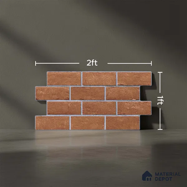 Brick Wall Tile TL 06594 C Brick Line Canyon 2 ft x 1 ft Ceramic Matte Finish - 9 mm | Suitable for Balcony, Foyer,  Elevation, Courtyard
