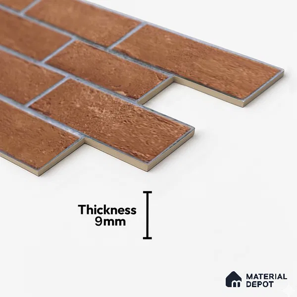 Brick Wall Tile TL 06594 C Brick Line Canyon 2 ft x 1 ft Ceramic Matte Finish - 9 mm | Suitable for Balcony, Foyer,  Elevation, Courtyard