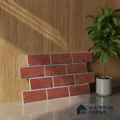 Brick Wall Tile TL 06594 D Brick Line Arena 2 ft x 1 ft Ceramic Matte Finish - 9 mm | Suitable for Foyer, Balcony, Elevation, Courtyard