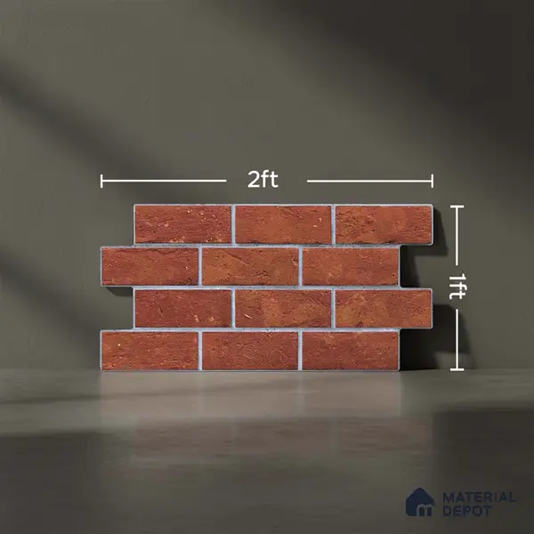 Brick Wall Tile TL 06594 D Brick Line Arena 2 ft x 1 ft Ceramic Matte Finish - 9 mm | Suitable for Foyer, Balcony, Elevation, Courtyard