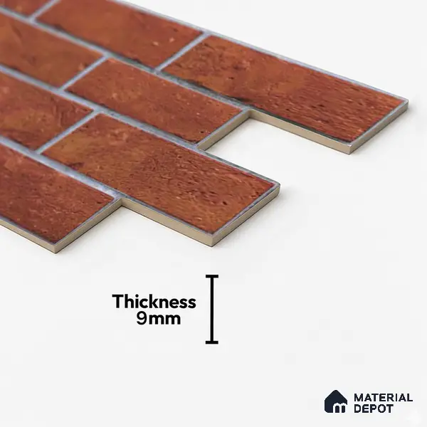 Brick Wall Tile TL 06594 D Brick Line Arena 2 ft x 1 ft Ceramic Matte Finish - 9 mm | Suitable for Foyer, Balcony, Elevation, Courtyard