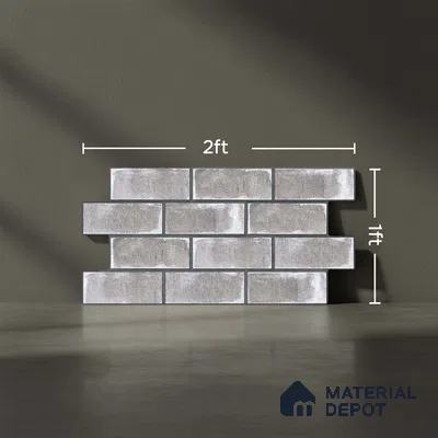 Brick Wall Tile TL 06594 Brick Line Noce 2 ft x 1 ft Ceramic Matte Finish - 9 mm | Suitable for Courtyard, Foyer, Balcony, Elevation (Sample)