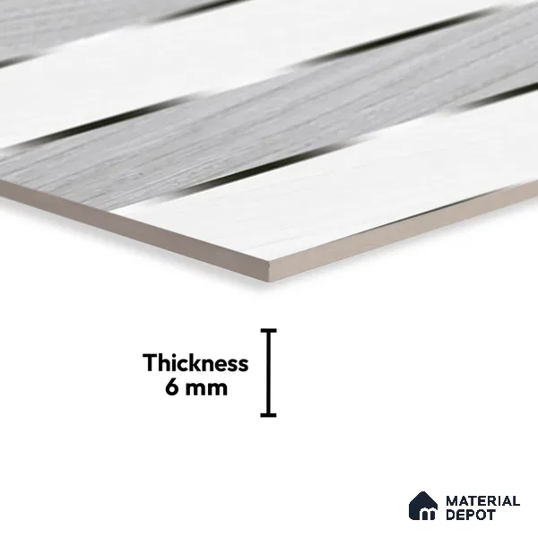 TL 01914 A Silver Grey Light 18 x 12 inch Glossy Finish Ceramic Wall Tile - 6 mm