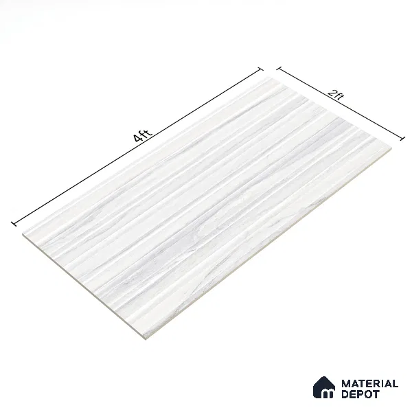 Marble Look Wall Tile TL 06641 Adda Silver 4 ft x 2 ft Vitrified Matte Finish - 9 mm | (Random 5) | Suitable for Living Room, Bedroom, Bathroom, Kitchen, Office, Elevation & Dining (Sample)