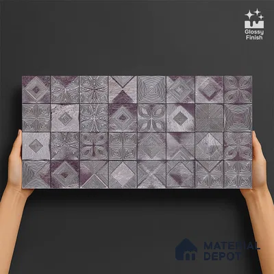 Highlighter Wall Tile TL 06547 B NG Hoover Grey HL 2 ft x 1 ft Ceramic Glossy Finish - 8 mm | Suitable for Living Room, Kitchen & Bathroom