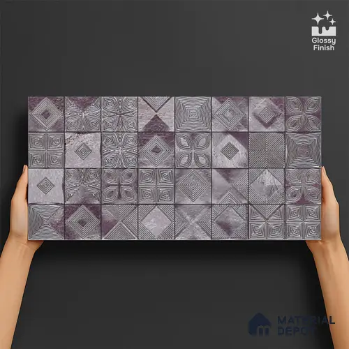 Highlighter Wall Tile TL 06547 B NG Hoover Grey HL 2 ft x 1 ft Ceramic Glossy Finish - 8 mm | Suitable for Living Room, Kitchen & Bathroom