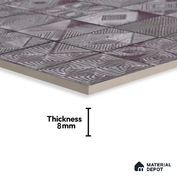 Highlighter Wall Tile TL 06547 B NG Hoover Grey HL 2 ft x 1 ft Ceramic Glossy Finish - 8 mm | Suitable for Living Room, Kitchen & Bathroom