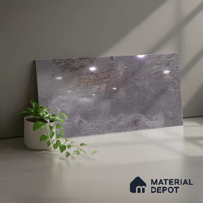 Stone Wall Tile TL 06547 C Hoover Grey 2 ft x 1 ft Ceramic Glossy Finish - 8 mm | Suitable for Living Room, Kitchen & Bathroom