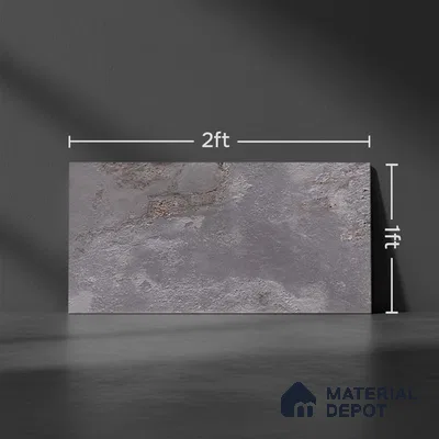 Stone Wall Tile TL 06547 C Hoover Grey 2 ft x 1 ft Ceramic Glossy Finish - 8 mm | Suitable for Living Room, Kitchen & Bathroom
