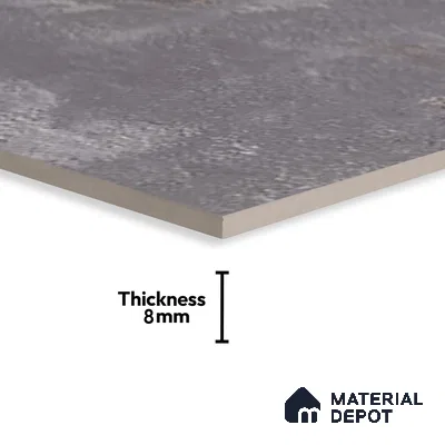 Stone Wall Tile TL 06547 C Hoover Grey 2 ft x 1 ft Ceramic Glossy Finish - 8 mm | Suitable for Living Room, Kitchen & Bathroom