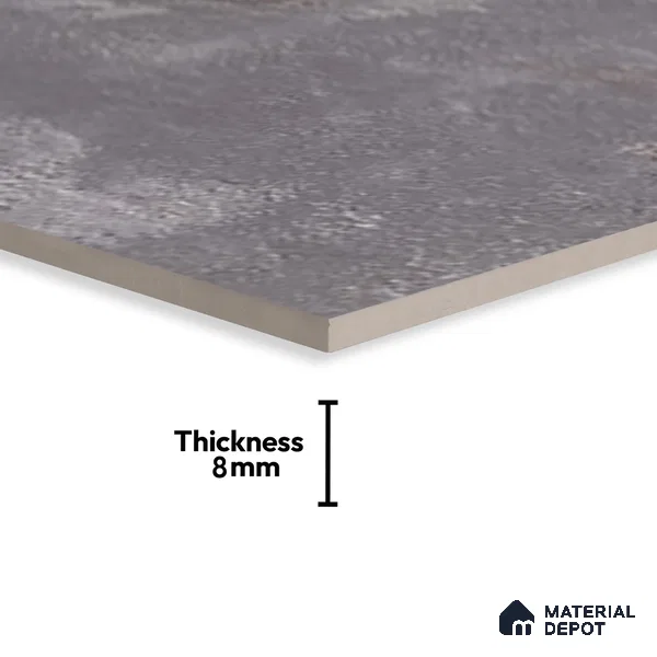 Stone Wall Tile TL 06547 C Hoover Grey 2 ft x 1 ft Ceramic Glossy Finish - 8 mm | Suitable for Living Room, Kitchen & Bathroom