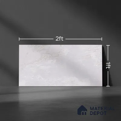 Stone Wall Tile TL 06547 Hoover Silver 2 ft x 1 ft Ceramic Glossy Finish - 8 mm | Suitable for Living Room, Kitchen & Bathroom (Sample)
