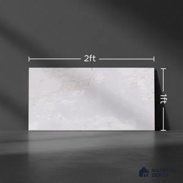 Stone Wall Tile TL 06547 Hoover Silver 2 ft x 1 ft Ceramic Glossy Finish - 8 mm | Suitable for Living Room, Kitchen & Bathroom (Sample)