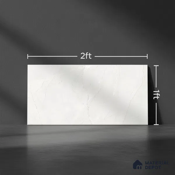 Marble Wall Tile TL 06558 B Etania Silver 2 ft x 1 ft Ceramic Glossy Finish - 8 mm | Suitable for Living Room, Kitchen & Bathroom (Sample)