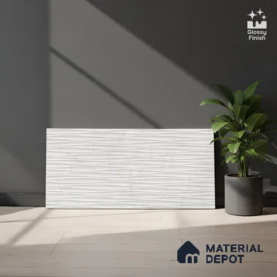 Highlighter Wall Tile TL 06558 Etania Silver Waves 2 ft x 1 ft Ceramic Glossy Finish - 8 mm | Suitable for Living Room, Kitchen & Bathroom (Sample)
