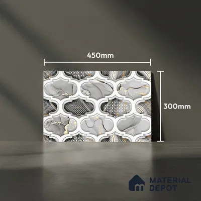 TL 01915 B Grey & Black Highlighter 2 18 x 12 inch Glossy Finish Ceramic Wall Tile - 6 mm