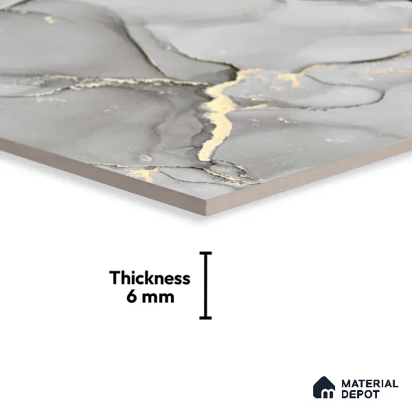 TL 01915 C Chrome Dark 18 x 12 inch Glossy Finish Ceramic Wall Tile - 6 mm