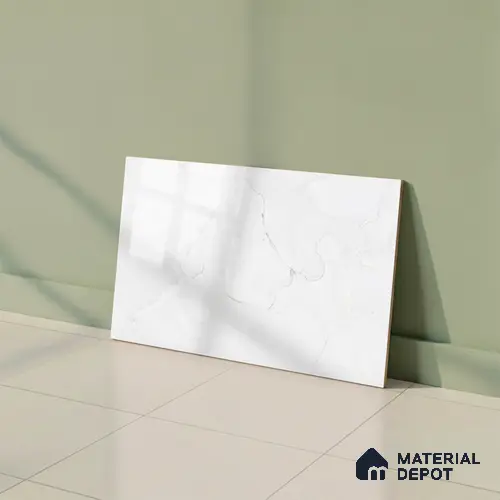 Marble Wall Tile TL 01915 D Chalk White Light 18 x 12 inch Glossy Finish Ceramic Tile - 6 mm