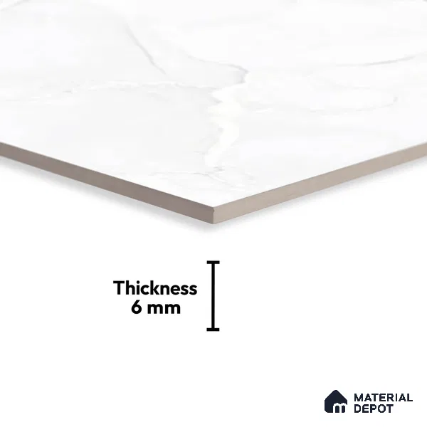 Marble Wall Tile TL 01915 D Chalk White Light 18 x 12 inch Glossy Finish Ceramic Tile - 6 mm