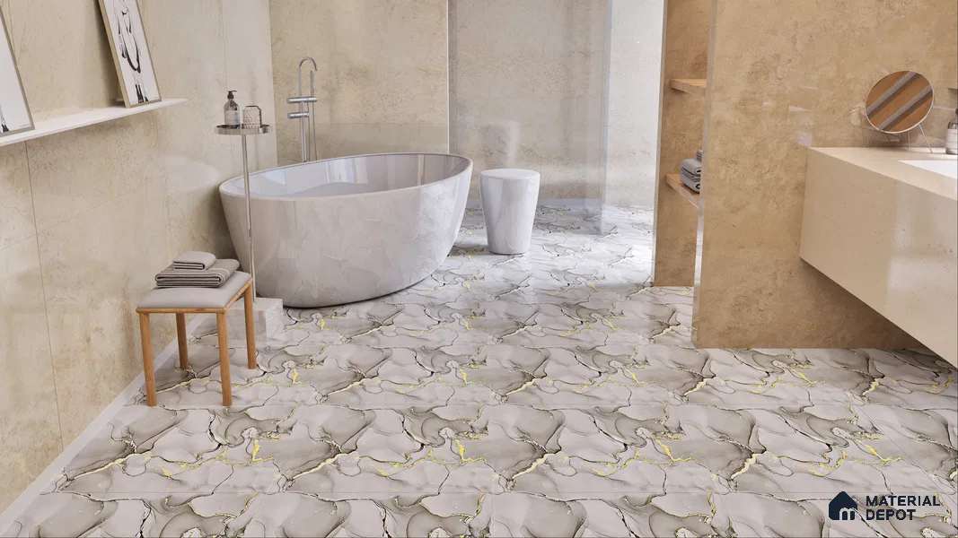 TL 01915 E Chrome Dark 12 x 12 inch Matte Finish Anti Skid Ceramic Floor Tile - 6 mm