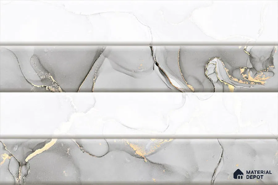 Marble Wall Tile TL 01915 F Chalk White Highlighter 18 x 12 inch Glossy Finish Ceramic Tile - 6 mm