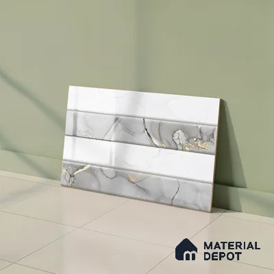 Marble Wall Tile TL 01915 F Chalk White Highlighter 18 x 12 inch Glossy Finish Ceramic Tile - 6 mm