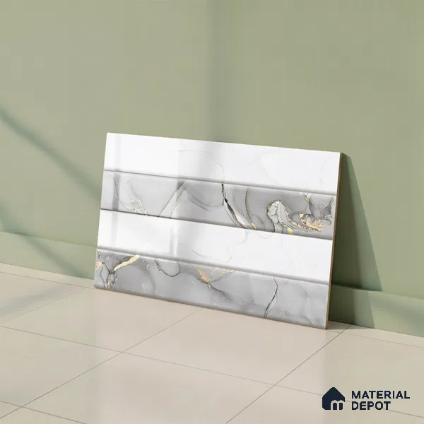 Marble Wall Tile TL 01915 F Chalk White Highlighter 18 x 12 inch Glossy Finish Ceramic Tile - 6 mm