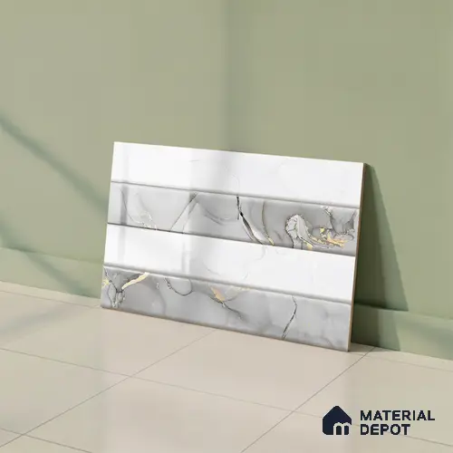 Marble Wall Tile TL 01915 F Chalk White Highlighter 18 x 12 inch Glossy Finish Ceramic Tile - 6 mm