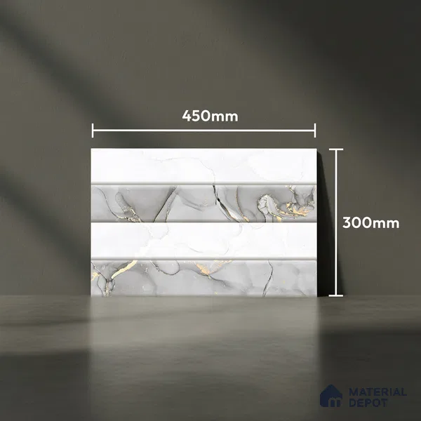 Marble Wall Tile TL 01915 F Chalk White Highlighter 18 x 12 inch Glossy Finish Ceramic Tile - 6 mm