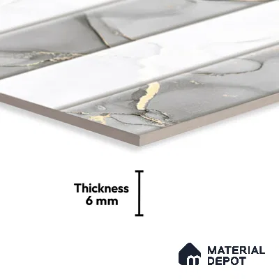 Marble Wall Tile TL 01915 F Chalk White Highlighter 18 x 12 inch Glossy Finish Ceramic Tile - 6 mm