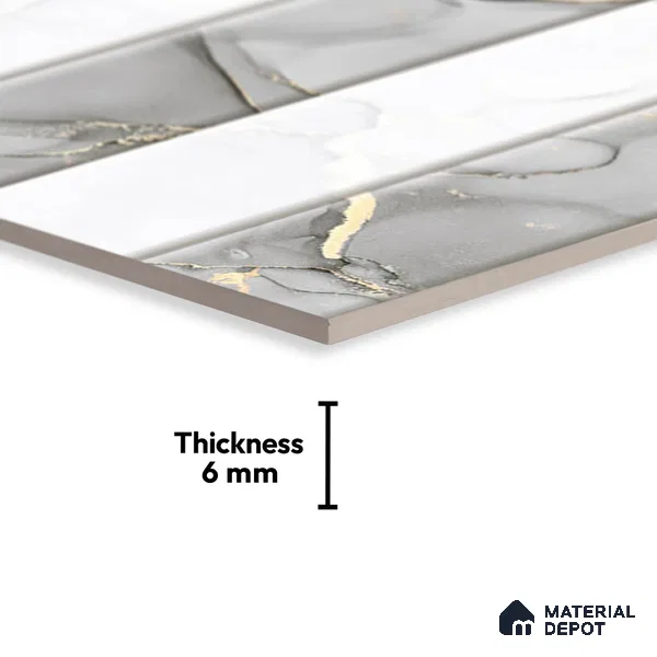 Marble Wall Tile TL 01915 F Chalk White Highlighter 18 x 12 inch Glossy Finish Ceramic Tile - 6 mm