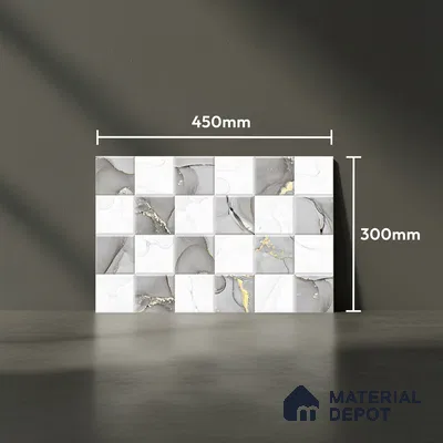 TL 01915 A Silver & White Highlighter 1 18 x 12 inch Glossy Finish Ceramic Wall Tile - 6 mm