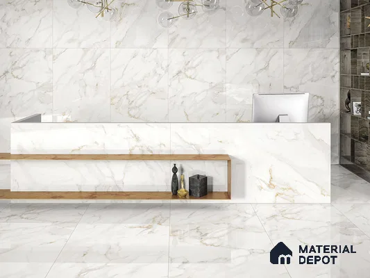 TL 00745 Calacatta 2400 x 1200 mm Lux Surface Finish Tile - 9 mm (Sample)