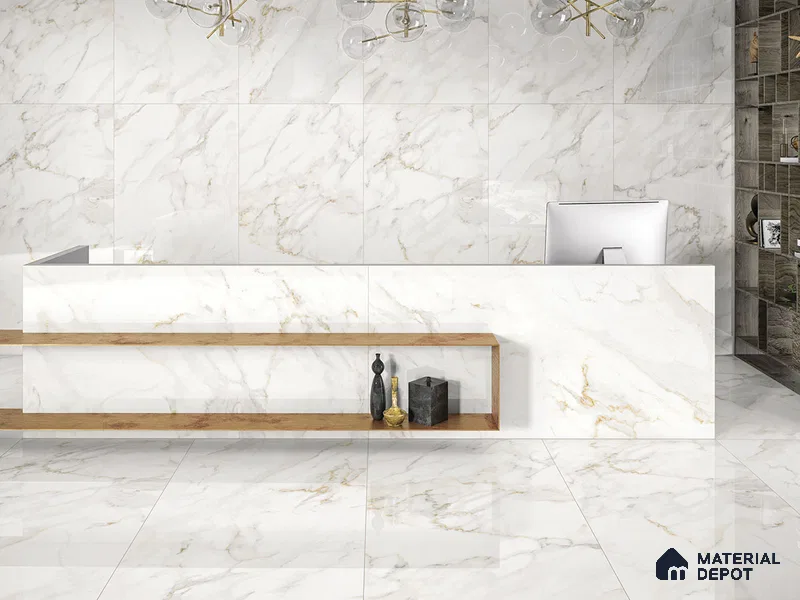 TL 00745 Calacatta 2400 x 1200 mm Lux Surface Finish Tile - 9 mm (Sample)