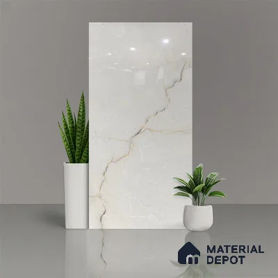 Marble Floor & Wall Tile | TL 00737 Simero Sparkle Soft 4 ft x 2 ft Glossy Finish Vitrified Tile - 9 mm | Suitable For Living Room, Bedroom, Dining Area (Sample)