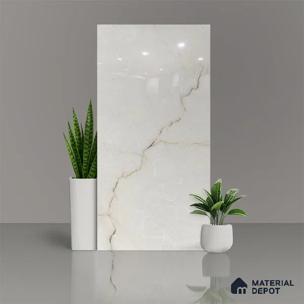 Marble Floor & Wall Tile | TL 00737 Simero Sparkle Soft 4 ft x 2 ft Glossy Finish Vitrified Tile - 9 mm | Suitable For Living Room, Bedroom, Dining Area (Sample)