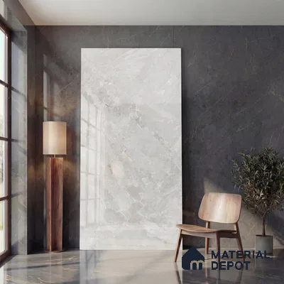 Marble Look Wall & Floor Tile TL 05838 Breccia Siena 8 ft x 4 ft High Gloss Finish Vitrified Large Format Tile - 9 mm | Suitable for Living Room, Bedroom, Office | Adhesive and Spacers Must be Used During Installation