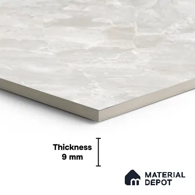 Marble Look Wall & Floor Tile TL 05838 Breccia Siena 8 ft x 4 ft High Gloss Finish Vitrified Large Format Tile - 9 mm | Suitable for Living Room, Bedroom, Office | Adhesive and Spacers Must be Used During Installation