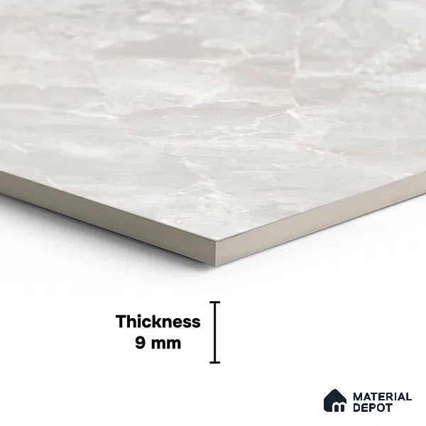 Marble Look Wall & Floor Tile TL 05838 Breccia Siena 8 ft x 4 ft High Gloss Finish Vitrified Large Format Tile - 9 mm | Suitable for Living Room, Bedroom, Office | Adhesive and Spacers Must be Used During Installation