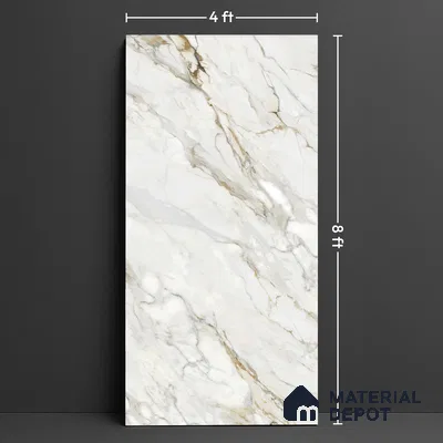 Marble Look Wall & Floor Tile TL 05833 B Calcutta Raffallo Face B 8 ft x 4 ft High Gloss Finish Vitrified Large Format Tile - 9 mm | Suitable for Living Room, Bedroom, Office (Sample)