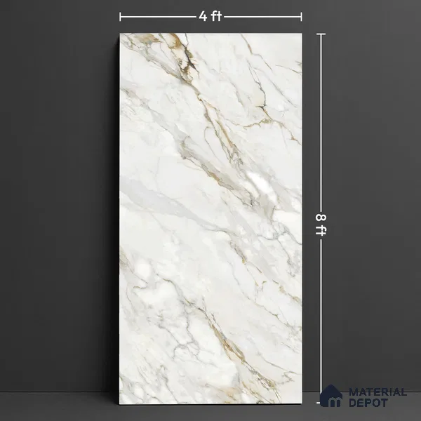 Marble Look Wall & Floor Tile TL 05833 B Calcutta Raffallo Face B 8 ft x 4 ft High Gloss Finish Vitrified Large Format Tile - 9 mm | Suitable for Living Room, Bedroom, Office (Sample)