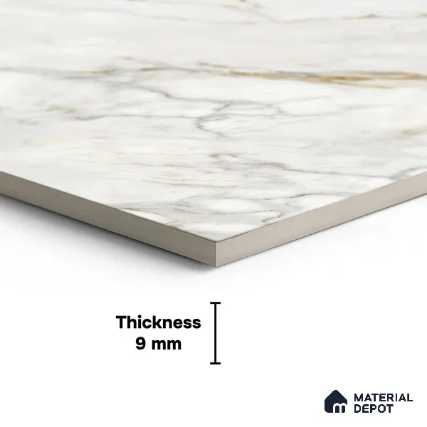 Marble Look Wall & Floor Tile TL 05833 B Calcutta Raffallo Face B 8 ft x 4 ft High Gloss Finish Vitrified Large Format Tile - 9 mm | Suitable for Living Room, Bedroom, Office (Sample)
