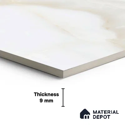 Marble Look Wall & Floor Tile TL 05837 Onice Cream 8 ft x 4 ft High Gloss Finish Vitrified Large Format Tile - 9 mm | Suitable for Living Room, Bedroom, Office (Sample)