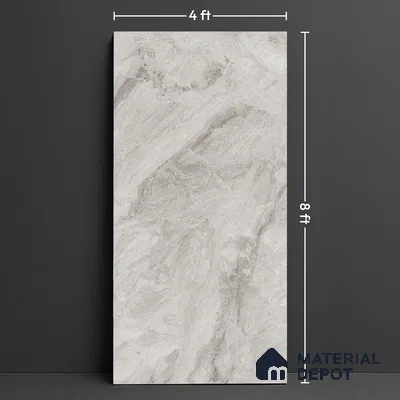 Marble Look Wall & Floor Tile TL 05835 Paradise Grey 8 ft x 4 ft High Gloss Finish Vitrified Large Format Tile - 9 mm | Suitable for Living Room, Bedroom, Office | Adhesive and Spacers Must be Used During Installation (Sample)