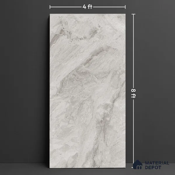 Marble Look Wall & Floor Tile TL 05835 Paradise Grey 8 ft x 4 ft High Gloss Finish Vitrified Large Format Tile - 9 mm | Suitable for Living Room, Bedroom, Office | Adhesive and Spacers Must be Used During Installation (Sample)