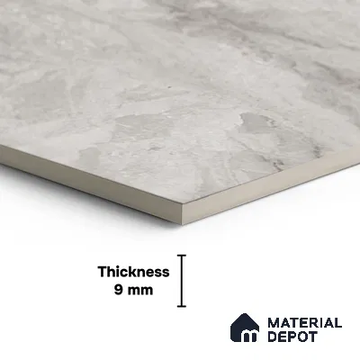 Marble Look Wall & Floor Tile TL 05835 Paradise Grey 8 ft x 4 ft High Gloss Finish Vitrified Large Format Tile - 9 mm | Suitable for Living Room, Bedroom, Office | Adhesive and Spacers Must be Used During Installation (Sample)